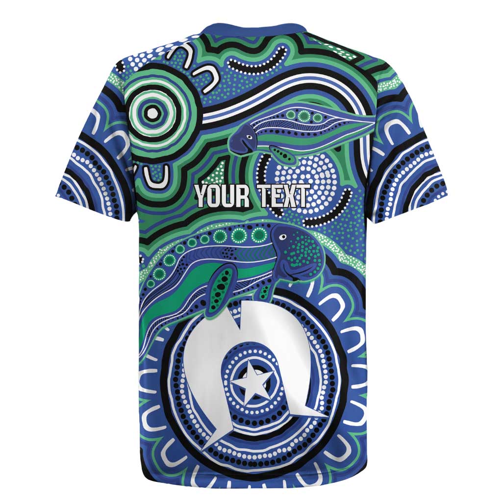 Torres Strait Islander Flag Day Personalised Rugby Jersey Dhari Dugongs Sea Cows Aboriginal Art