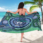 Torres Strait Islander Flag Day Personalised Sarong Dhari Dugongs Sea Cows Aboriginal Art