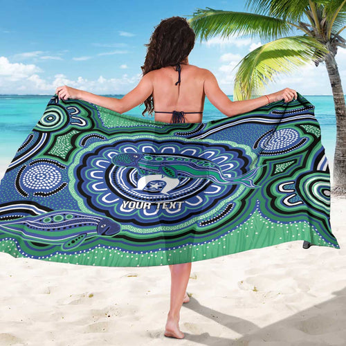 Torres Strait Islander Flag Day Personalised Sarong Dhari Dugongs Sea Cows Aboriginal Art