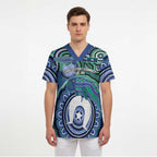Torres Strait Islander Flag Day Personalised Scrub Top Dhari Dugongs Sea Cows Aboriginal Art
