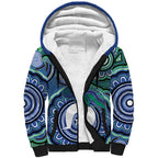 Torres Strait Islander Flag Day Personalised Sherpa Hoodie Dhari Dugongs Sea Cows Aboriginal Art