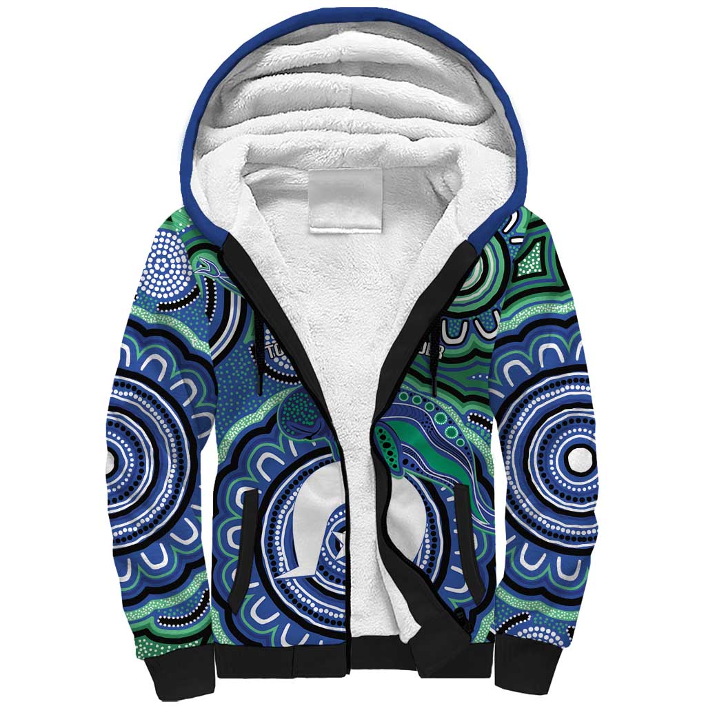 Torres Strait Islander Flag Day Personalised Sherpa Hoodie Dhari Dugongs Sea Cows Aboriginal Art