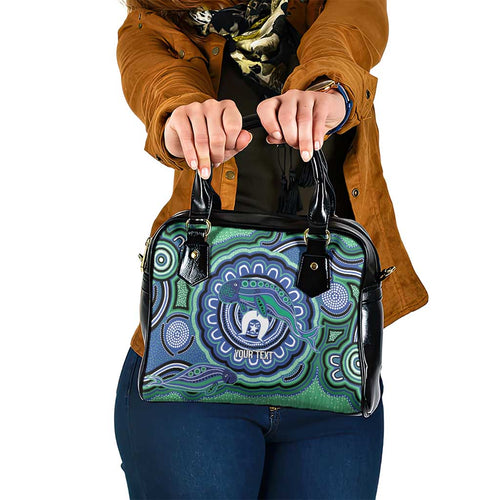 Torres Strait Islander Flag Day Personalised Shoulder Handbag Dhari Dugongs Sea Cows Aboriginal Art