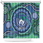 Torres Strait Islander Flag Day Personalised Shower Curtain Dhari Dugongs Sea Cows Aboriginal Art
