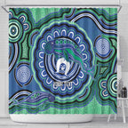 Torres Strait Islander Flag Day Personalised Shower Curtain Dhari Dugongs Sea Cows Aboriginal Art