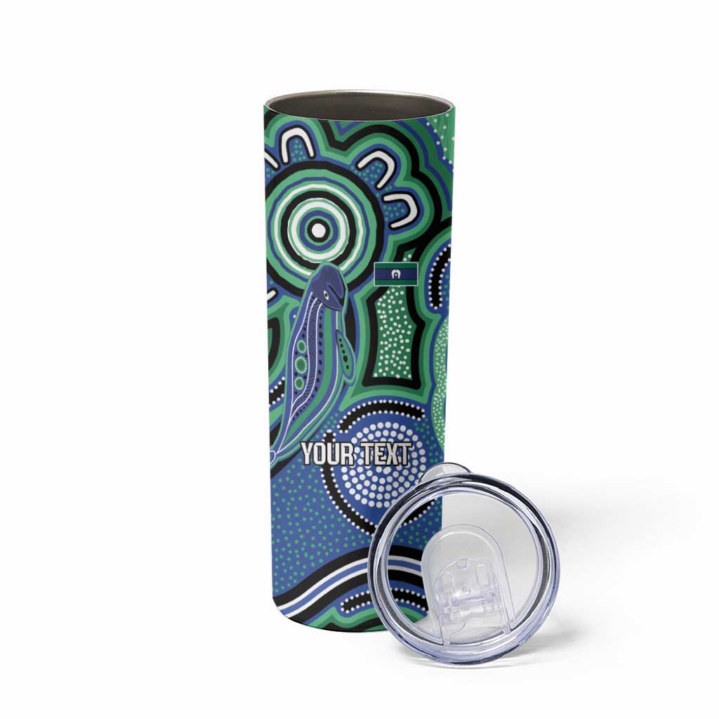 Torres Strait Islander Flag Day Personalised Skinny Tumbler Dhari Dugongs Sea Cows Aboriginal Art