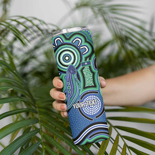 Torres Strait Islander Flag Day Personalised Skinny Tumbler Dhari Dugongs Sea Cows Aboriginal Art