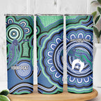 Torres Strait Islander Flag Day Personalised Skinny Tumbler Dhari Dugongs Sea Cows Aboriginal Art