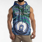 Torres Strait Islander Flag Day Personalised Sleeveless Hoodie Dhari Dugongs Sea Cows Aboriginal Art