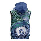 Torres Strait Islander Flag Day Personalised Sleeveless Zip Hoodie Dhari Dugongs Sea Cows Aboriginal Art