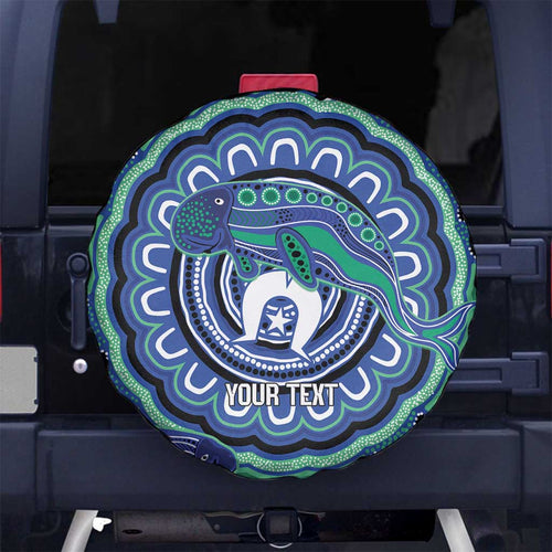 Torres Strait Islander Flag Day Personalised Spare Tire Cover Dhari Dugongs Sea Cows Aboriginal Art