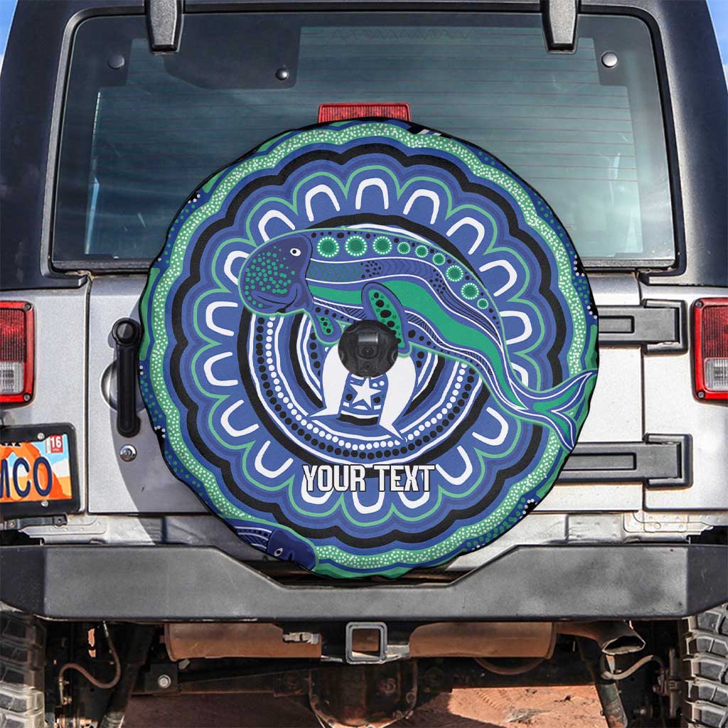 Torres Strait Islander Flag Day Personalised Spare Tire Cover Dhari Dugongs Sea Cows Aboriginal Art