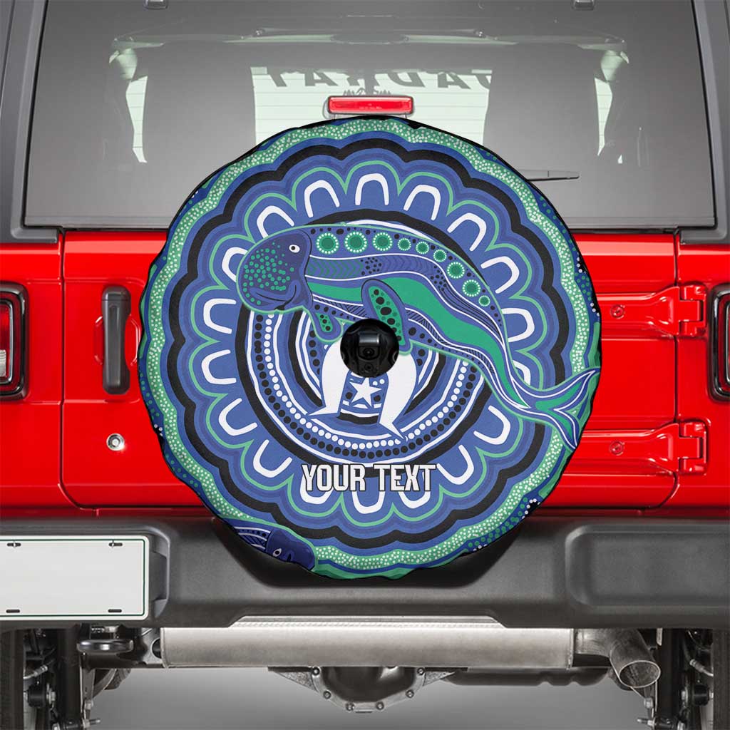 Torres Strait Islander Flag Day Personalised Spare Tire Cover Dhari Dugongs Sea Cows Aboriginal Art
