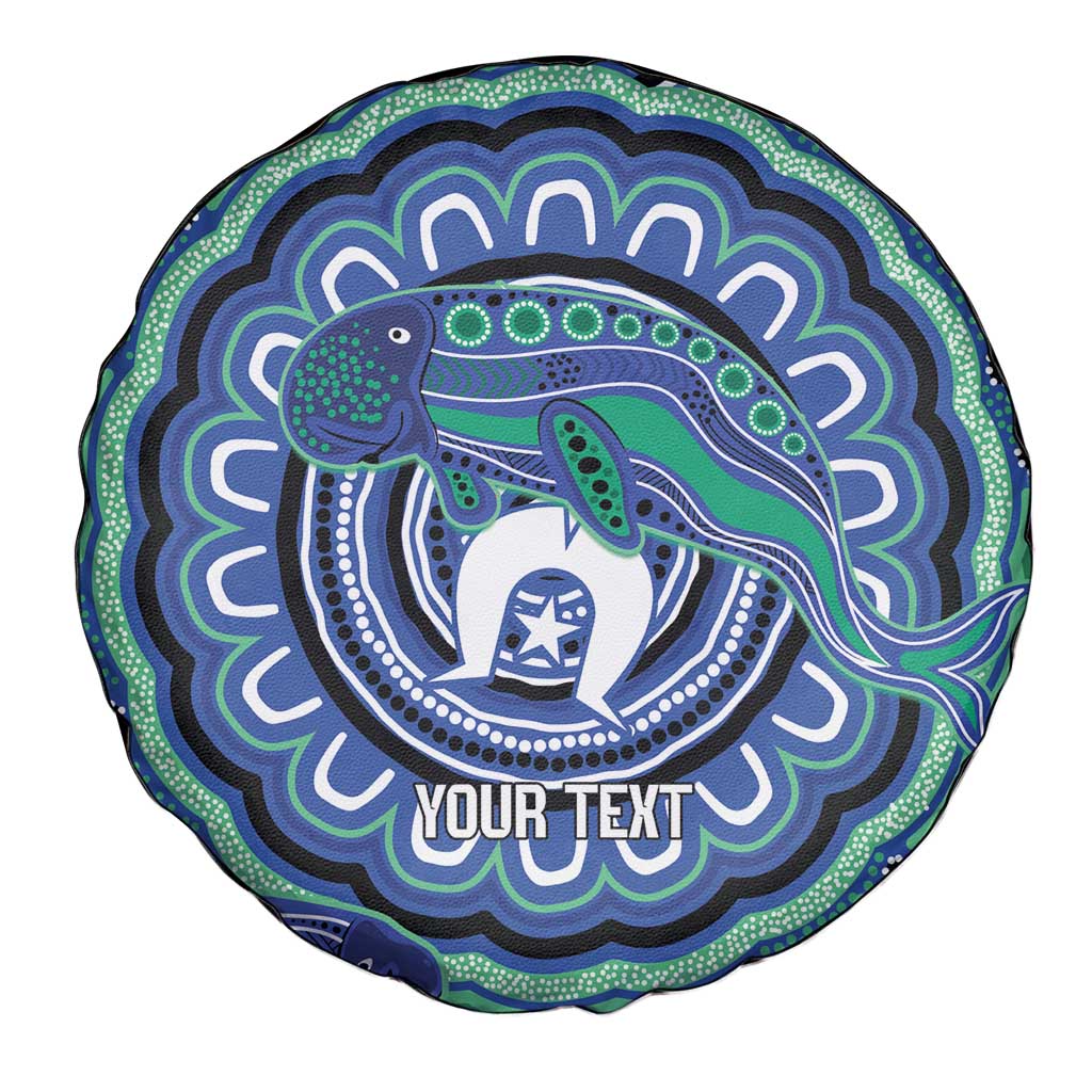 Torres Strait Islander Flag Day Personalised Spare Tire Cover Dhari Dugongs Sea Cows Aboriginal Art