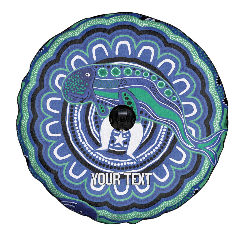 Torres Strait Islander Flag Day Personalised Spare Tire Cover Dhari Dugongs Sea Cows Aboriginal Art