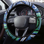 Torres Strait Islander Flag Day Steering Wheel Cover Dhari Dugongs Sea Cows Aboriginal Art