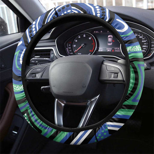 Torres Strait Islander Flag Day Steering Wheel Cover Dhari Dugongs Sea Cows Aboriginal Art