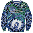 Torres Strait Islander Flag Day Personalised Sweatshirt Dhari Dugongs Sea Cows Aboriginal Art