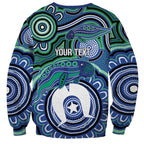 Torres Strait Islander Flag Day Personalised Sweatshirt Dhari Dugongs Sea Cows Aboriginal Art