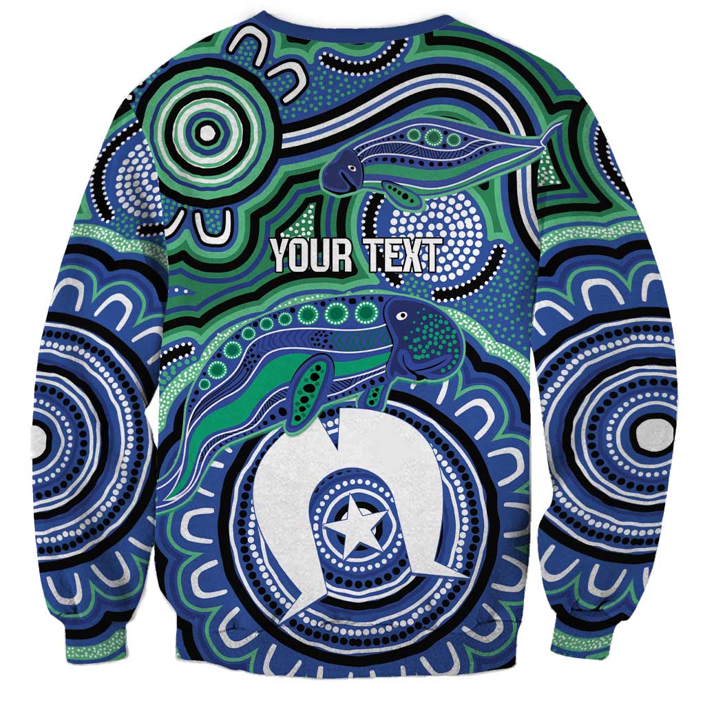 Torres Strait Islander Flag Day Personalised Sweatshirt Dhari Dugongs Sea Cows Aboriginal Art