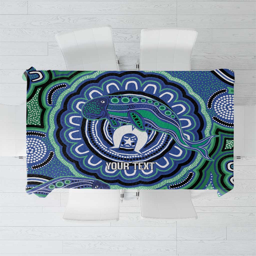 Torres Strait Islander Flag Day Personalised Tablecloth Dhari Dugongs Sea Cows Aboriginal Art