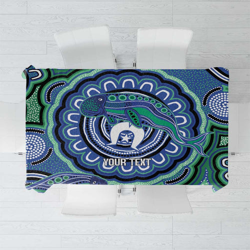 Torres Strait Islander Flag Day Personalised Tablecloth Dhari Dugongs Sea Cows Aboriginal Art