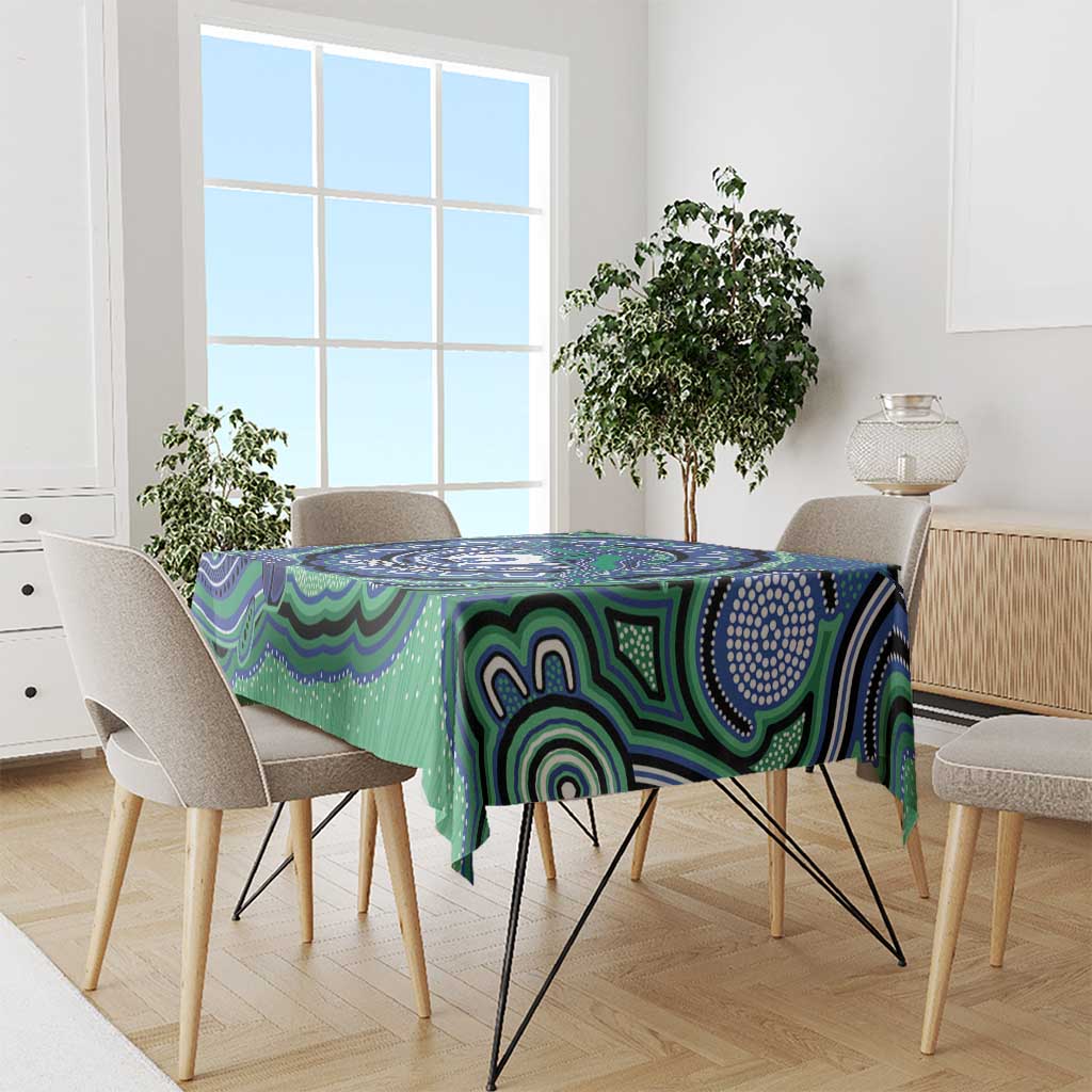 Torres Strait Islander Flag Day Personalised Tablecloth Dhari Dugongs Sea Cows Aboriginal Art