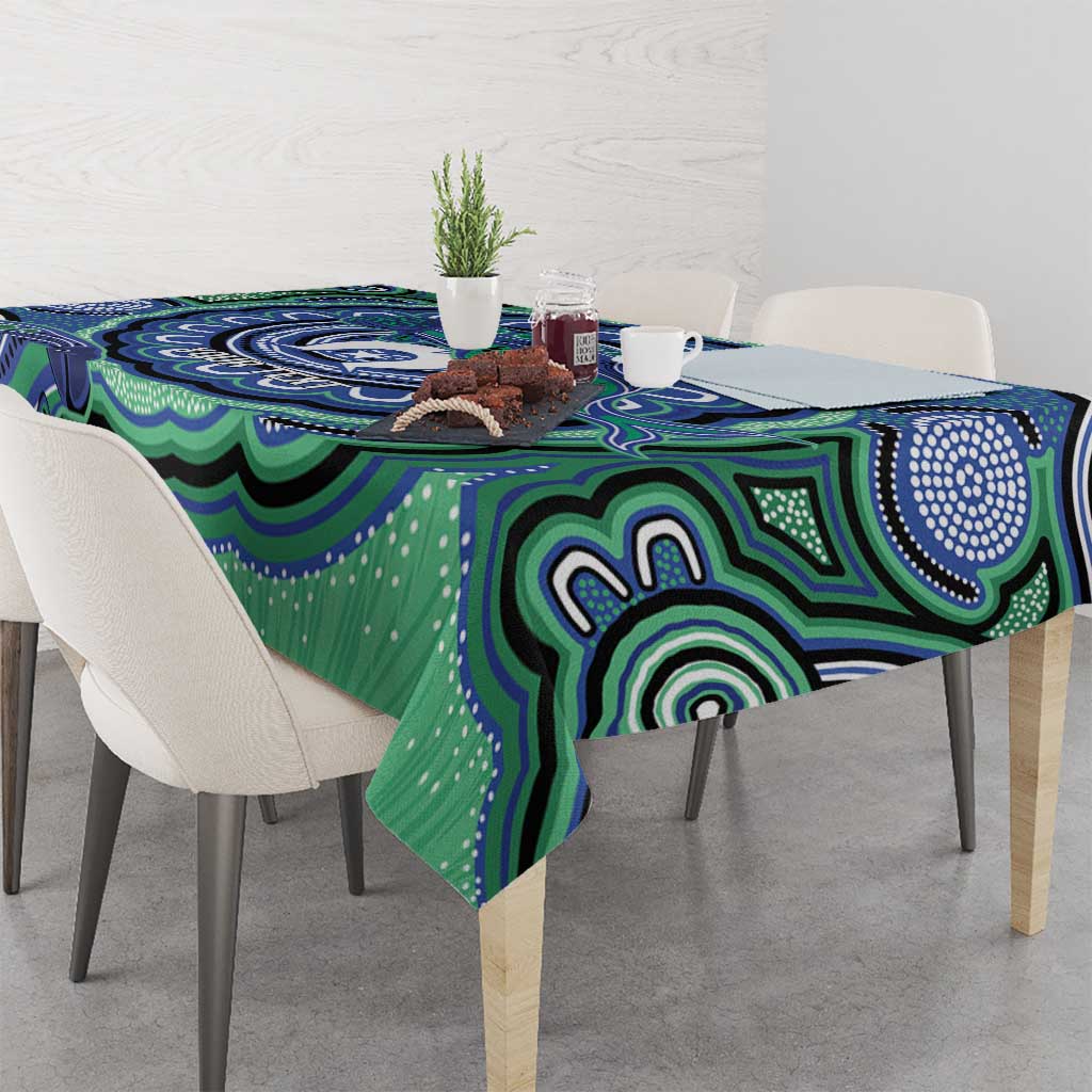Torres Strait Islander Flag Day Personalised Tablecloth Dhari Dugongs Sea Cows Aboriginal Art