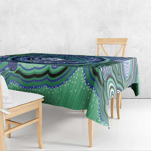 Torres Strait Islander Flag Day Personalised Tablecloth Dhari Dugongs Sea Cows Aboriginal Art