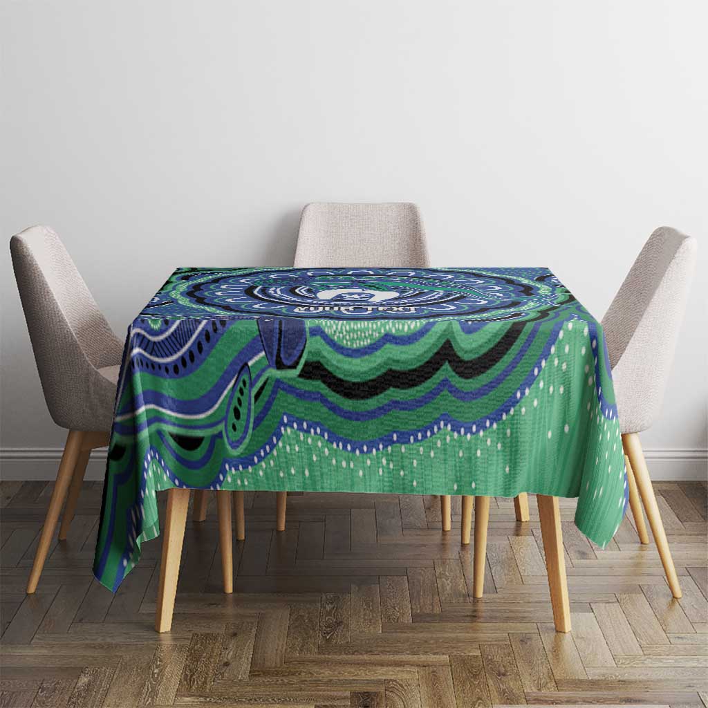 Torres Strait Islander Flag Day Personalised Tablecloth Dhari Dugongs Sea Cows Aboriginal Art