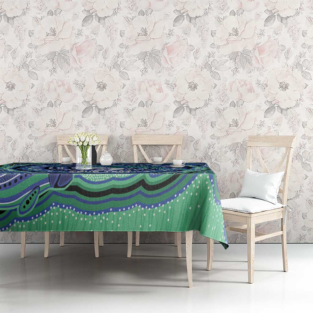Torres Strait Islander Flag Day Personalised Tablecloth Dhari Dugongs Sea Cows Aboriginal Art