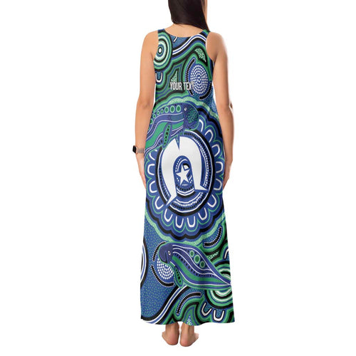 Torres Strait Islander Flag Day Personalised Tank Maxi Dress Dhari Dugongs Sea Cows Aboriginal Art