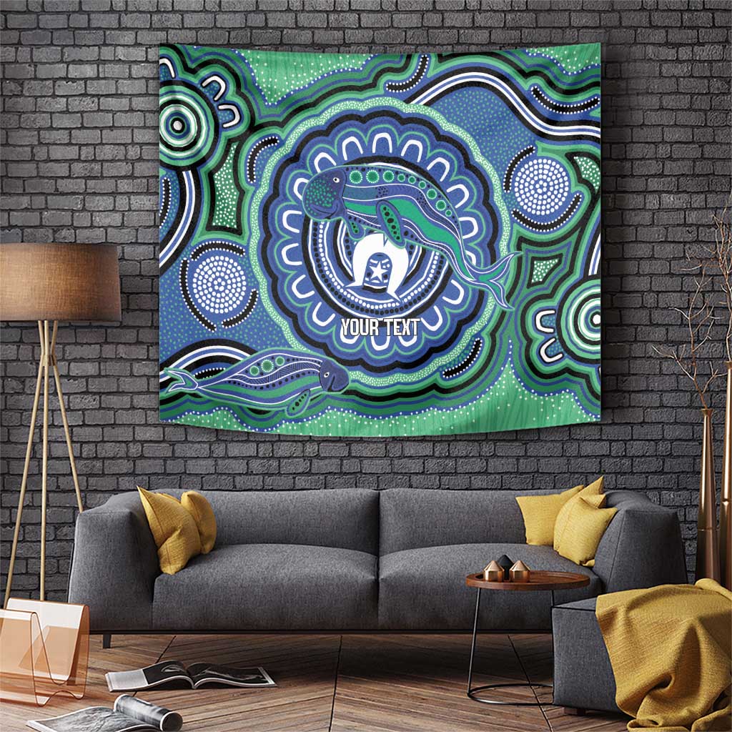 Torres Strait Islander Flag Day Personalised Tapestry Dhari Dugongs Sea Cows Aboriginal Art
