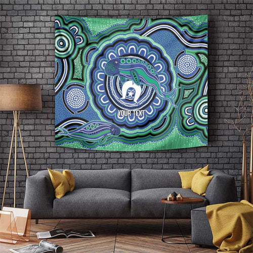 Torres Strait Islander Flag Day Personalised Tapestry Dhari Dugongs Sea Cows Aboriginal Art