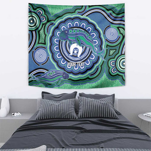 Torres Strait Islander Flag Day Personalised Tapestry Dhari Dugongs Sea Cows Aboriginal Art