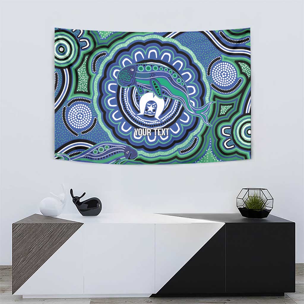 Torres Strait Islander Flag Day Personalised Tapestry Dhari Dugongs Sea Cows Aboriginal Art