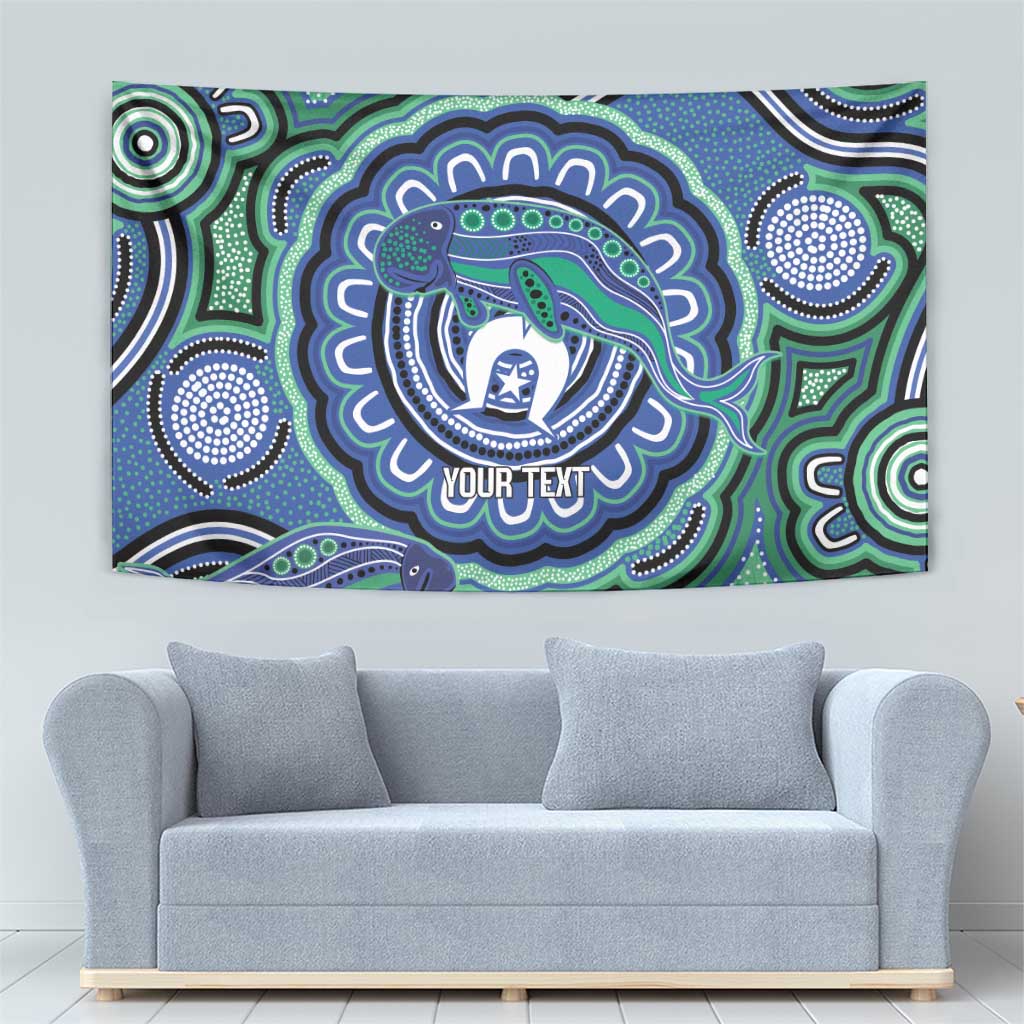 Torres Strait Islander Flag Day Personalised Tapestry Dhari Dugongs Sea Cows Aboriginal Art