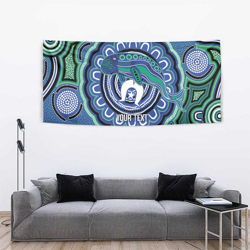 Torres Strait Islander Flag Day Personalised Tapestry Dhari Dugongs Sea Cows Aboriginal Art