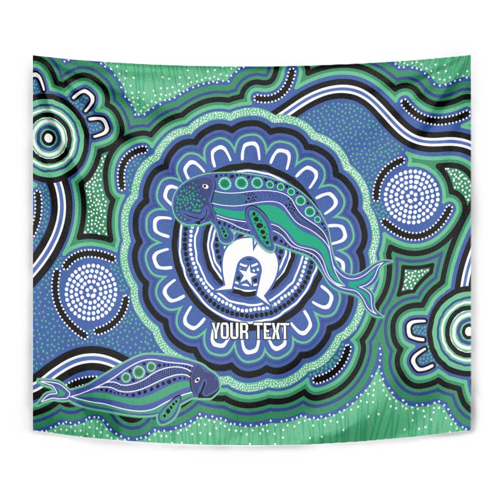 Torres Strait Islander Flag Day Personalised Tapestry Dhari Dugongs Sea Cows Aboriginal Art
