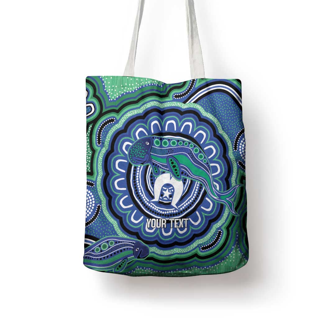Torres Strait Islander Flag Day Personalised Tote Bag Dhari Dugongs Sea Cows Aboriginal Art