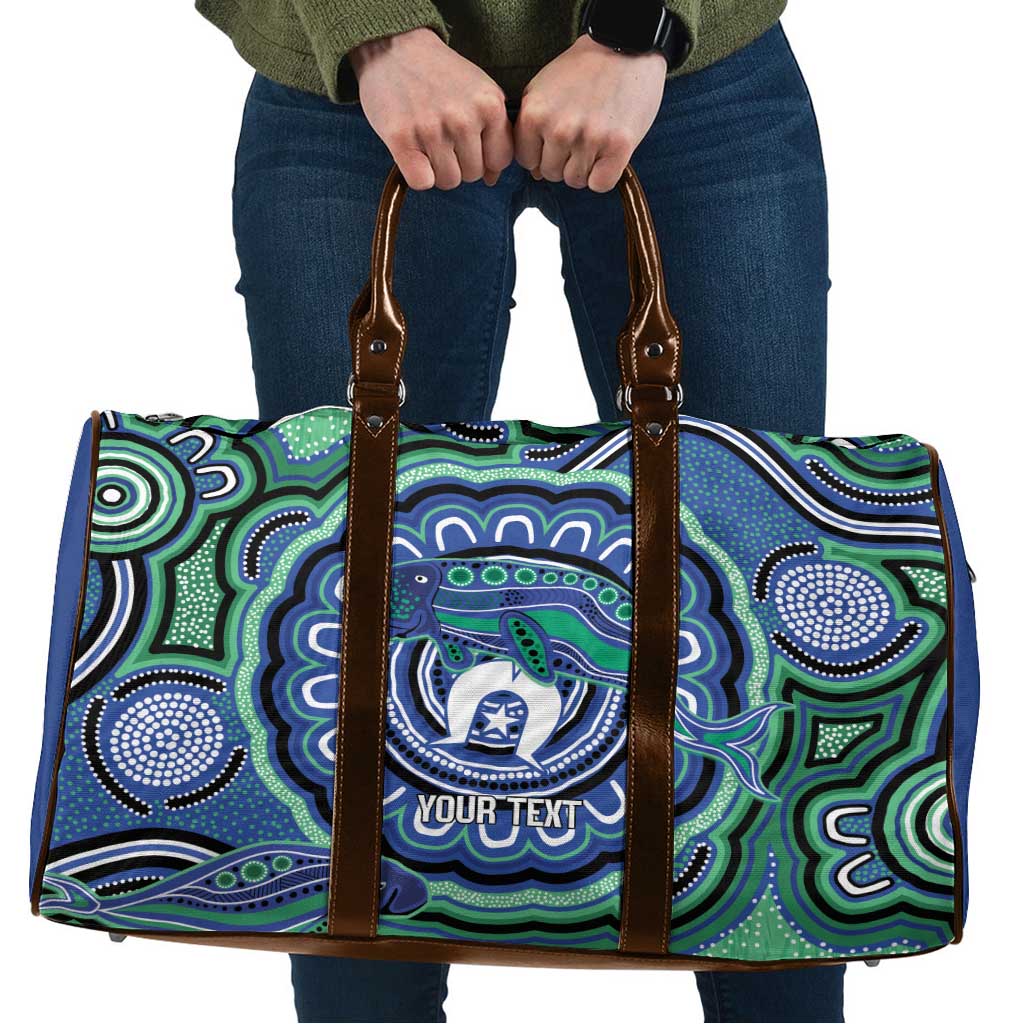 Torres Strait Islander Flag Day Personalised Travel Bag Dhari Dugongs Sea Cows Aboriginal Art