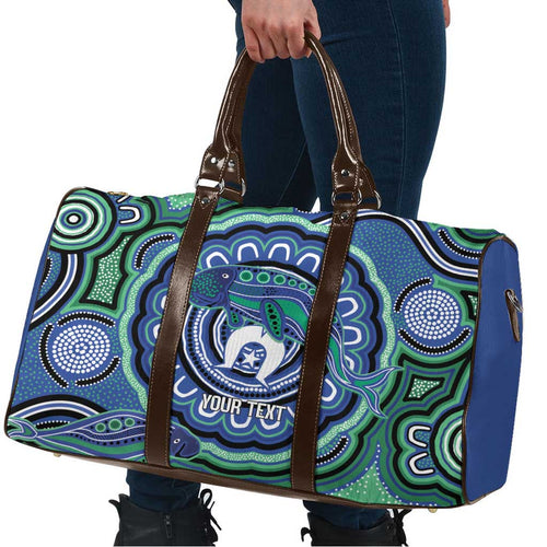 Torres Strait Islander Flag Day Personalised Travel Bag Dhari Dugongs Sea Cows Aboriginal Art