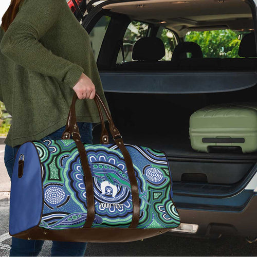 Torres Strait Islander Flag Day Personalised Travel Bag Dhari Dugongs Sea Cows Aboriginal Art