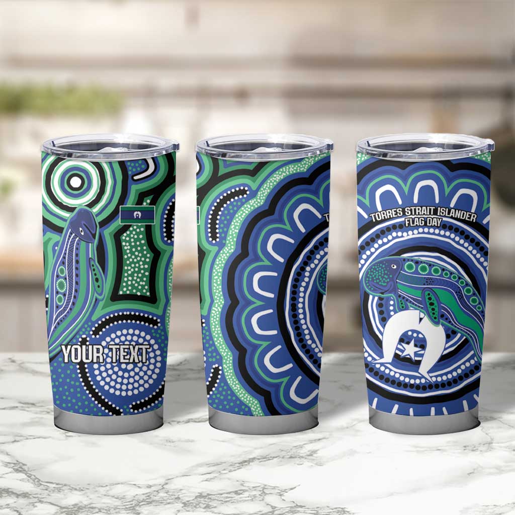 Torres Strait Islander Flag Day Personalised Tumbler Cup Dhari Dugongs Sea Cows Aboriginal Art