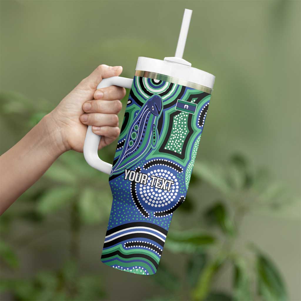 Torres Strait Islander Flag Day Personalised Tumbler With Handle Dhari Dugongs Sea Cows Aboriginal Art