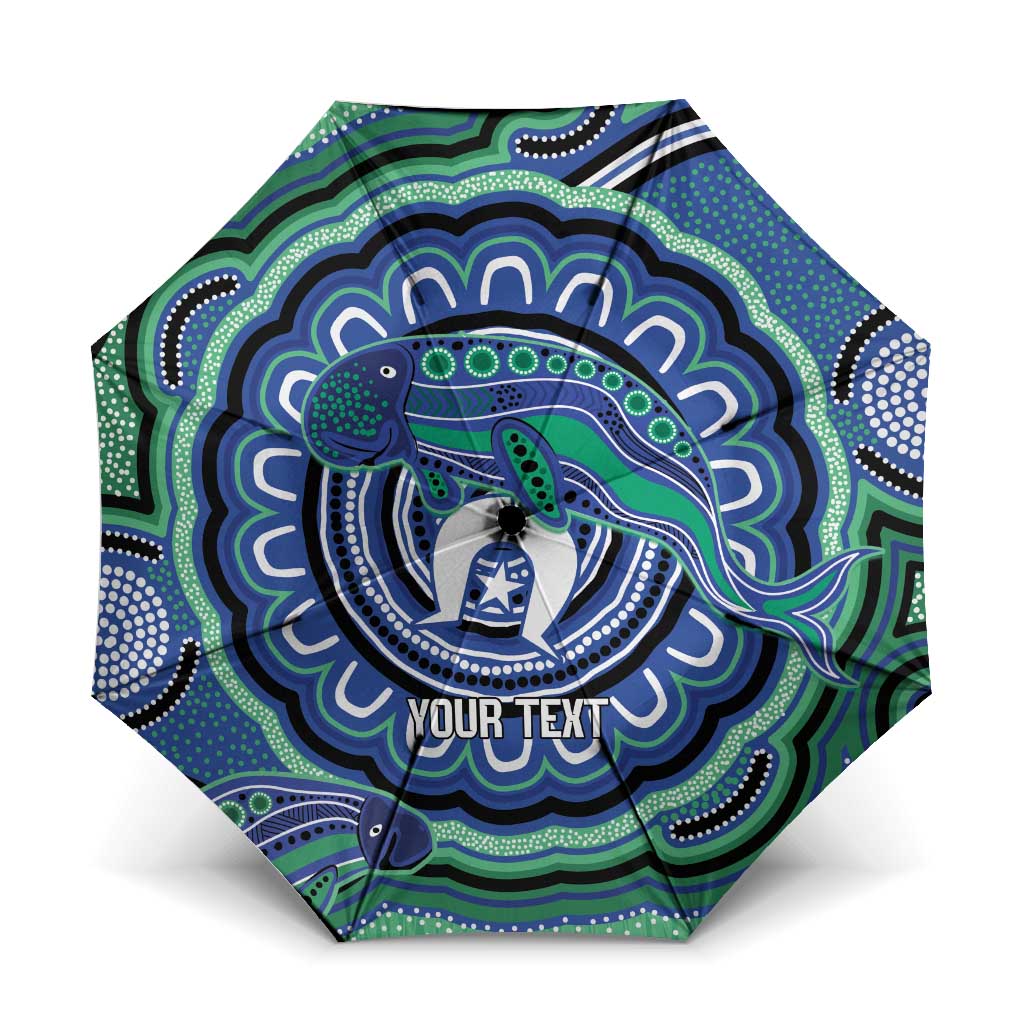 Torres Strait Islander Flag Day Personalised Umbrella Dhari Dugongs Sea Cows Aboriginal Art