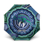 Torres Strait Islander Flag Day Personalised Umbrella Dhari Dugongs Sea Cows Aboriginal Art