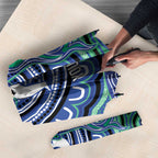 Torres Strait Islander Flag Day Personalised Umbrella Dhari Dugongs Sea Cows Aboriginal Art