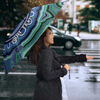 Torres Strait Islander Flag Day Personalised Umbrella Dhari Dugongs Sea Cows Aboriginal Art