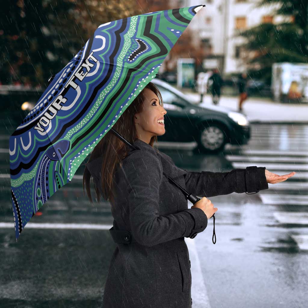 Torres Strait Islander Flag Day Personalised Umbrella Dhari Dugongs Sea Cows Aboriginal Art